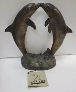 1999 Wyland Studios scultura baciare delfini timbrato Austin sculture  - Foto 1 di 24