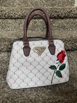 Y2K Vintage Baby Phat Handbag Embroidered Roses Cream Brown Trim Leather - Image 1 of 3