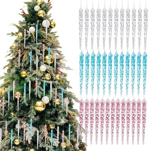 12 Pezzi Natale Cono di Ghiaccio Ornamento Albero Decorazione Elegante Ghiaccio} - Foto 1 di 11