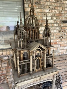 antique wood cathedral birdcage - Picture 1 of 3