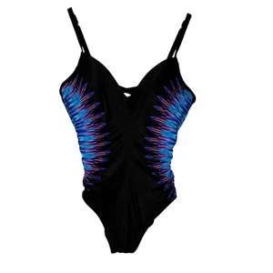 Traje de baño Miraclesuit Temptation talla 12 una pieza control abdominal negro fruncido - Imagen 1 de 5