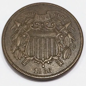 1866 Two Cent Piece Beautiful High Grade Coin - Picture 1 of 2