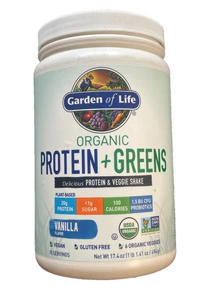 Garden of Life Protein & Greens Powder, Vanilla Shake, 20g Protein,17.4oz 3/2026 - Image 1 of 4