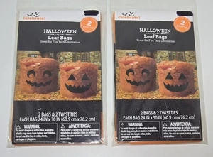 Halloween Calabaza Jack-o'-lantern Patio Decoración Hojas Bolsas 24" x 30" Lote de 2 Paquetes - Imagen 1 de 3