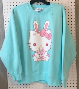 Hello Kitty Sanrio Women's Pullover Sweatshirt Green Size Medium NWT - Picture 1 of 7
