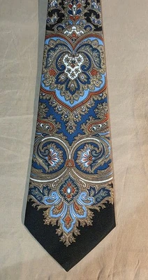 Corbata corta ancha vintage Pierre Cardin negra dorada azul roja cachemira Foto 1 de 4