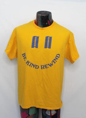 Blockbuster Be Kind Rewind Yellow & Blue Vintage Smiley T Shirt Large  - Image 1 of 4