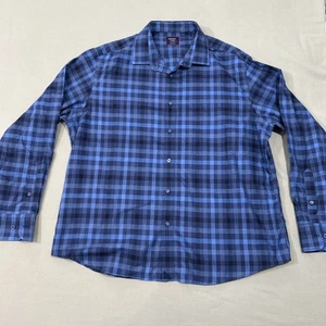 UNTUCKit Long Sleeve Button Shirt Mens XL Wrinkle Free Relaxed Check Plaid Blue - Picture 1 of 10
