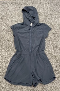 Girl’s Athleta Girl Short Sleeve Gray Hooded Athletic Romper Size L One Piece - Picture 1 of 6