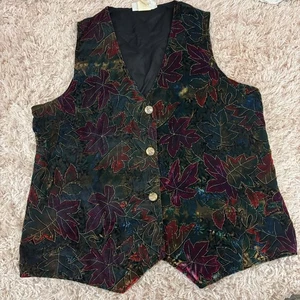 Vtg 80s Leaf vest sz 18 - Picture 1 of 7