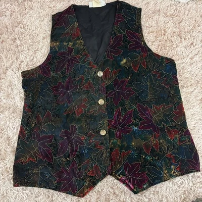 Vtg 80s Leaf vest sz 18 - Image 1 of 4