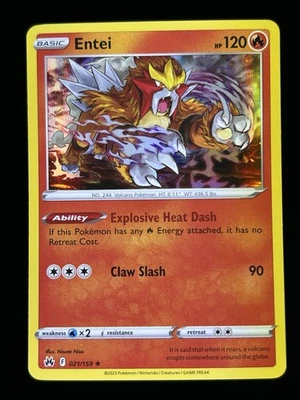 Pokemon TCG Entei Holo Rare Crown Zenith 021/159 NM - Image 1 of 2