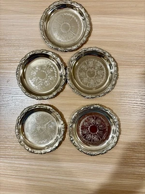 Set of 5 Silver Plated Coasters EP On Steel Made In Italy - Image 1 of 4