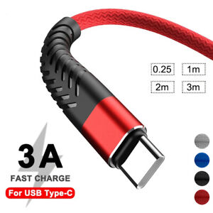 Braided USB C Fast Charging Charger Cable For Samsung S21 S20 S10 e Type C Cord