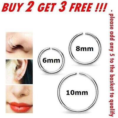 Nose Ring Surgical Steel Hoop Lip Ear Face Fake Septum Helix Small Body Piercing • 1.29£