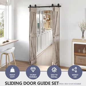 76inch Sliding Barn Door Hardware Kit Heavy Duty Closet Hang Style Track Rail - Picture 1 of 12