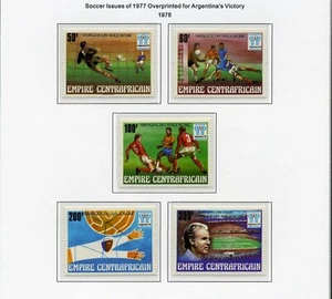 CENT AFRICAN REP MNH 370-75 1977 Fútbol Ediciones Sobreimpresas ZG763 - Imagen 1 de 2