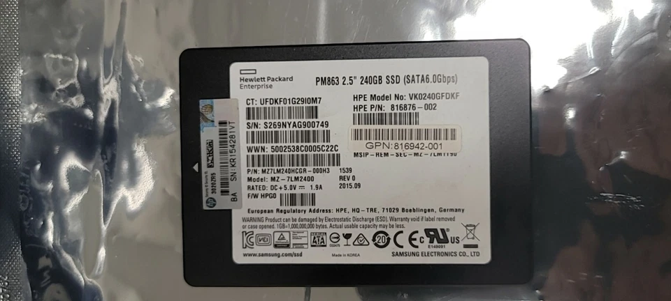 HP 816876-002 816942-001 240GB 2.5" SFF SATA III 6GBPS Internal SSD - Image 1 of 1