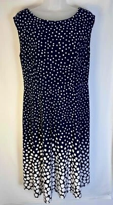Black Label Evan Picone Womens Blue White Sleeveless Polka Dot Dress Size 8 - Image 1 of 4