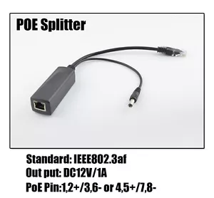 Sdoppiatore PoE attivo alimentazione su Ethernet da 48V a 12V 1A conforme a IEEE802.3af - Foto 1 di 9