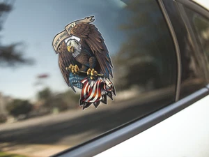 Vinyl Decal (2X) Eagle American Flag - Truck Veteran sticker car window bumper - Picture 1 of 3