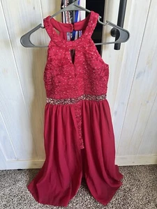 NWT Girls Red Romper Maxi Dress Size 10 - Picture 1 of 4