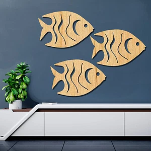 3 Fish Cut out, Wood plaque sign, Home decor, wood Crafts, Craft supplies - Picture 1 of 6