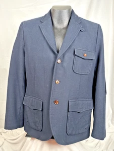 Jack Spade Warren Street Tweed Navy Blue Wool Blend Blazer Jacket Men Size 44 - Picture 1 of 11