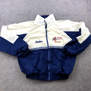 Vintage Diadora Jacket Women Medium White Blue Full Zip Windbreaker Music City * - Picture 1 of 11