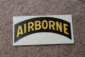 1-Original WW2/Korean War U.S. Army "Airborne" Tab M1 Helmet Liner Decal, Unused - Picture 1 of 4
