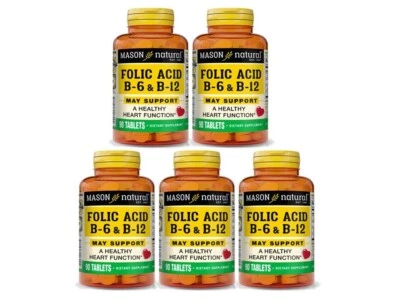 5 x 90 = 450 COMPRIMIDOS ÁCIDO FÓLICO VITAMINA Y B 6 B12 Fórmula Salud Cardíaca MEJOR OFERTA Foto 1 de 4