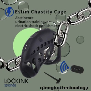 Wireless Remote Control Electri Shock Cage Male Chastity Ring Lock Electrically - Picture 1 of 13