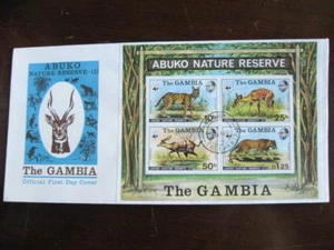 Gambia WWF animals FDC First Day Cover 341a Souvenir Sheet nice! - Picture 1 of 1
