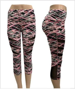  Womens Sport Capri YOGA Workout Running Gym Pants Leggings Fitness S/M - Picture 1 of 2