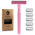 LONG HANDLE DOUBLE EDGE SAFETY RAZOR FOR WOMEN LEGS ARMS SHAVE + SHAVING BLADES