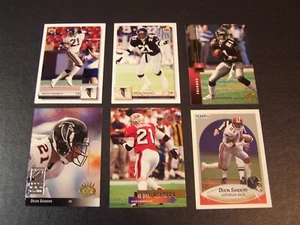 Lote-2 6 tarjetas de fútbol americano diferentes Deion Sanders - Imagen 1 de 2