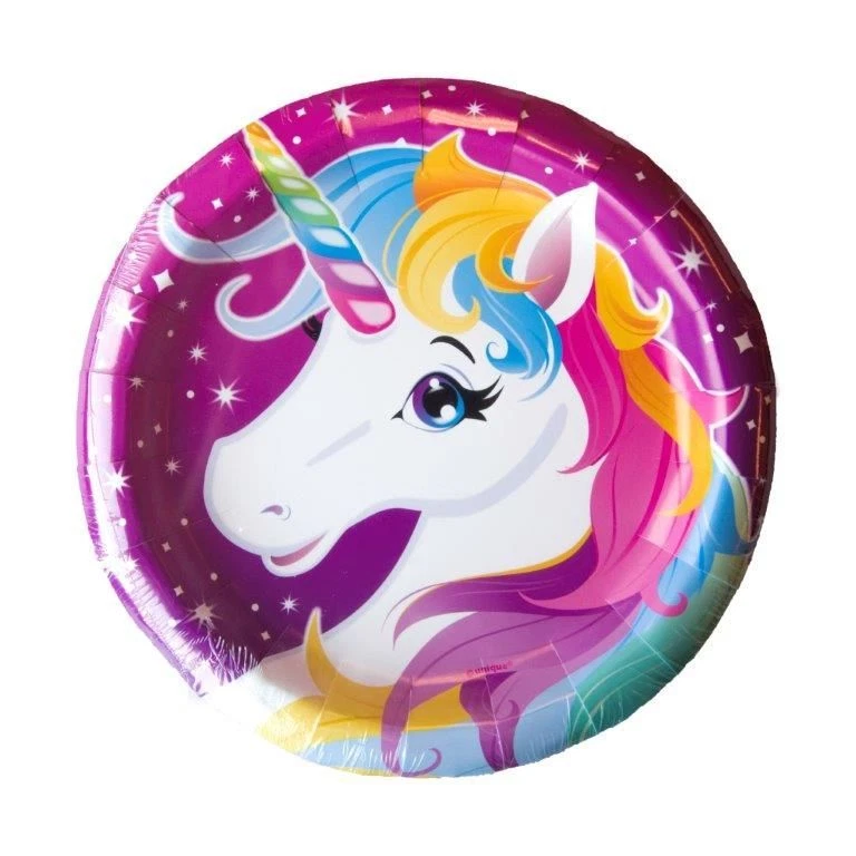 可爱闪闪发光的独角兽生日派对用品盘子餐巾包邮儿童新品  — 第 1/1 张图片