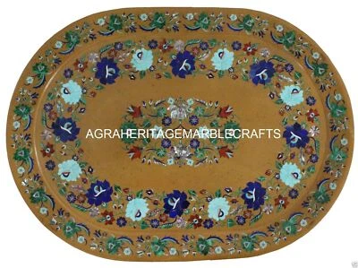 14"x19" Marble Plate Decorative Tray Pietra Dura Handmade Semi Precious Gifts — 第 1/4 张图片