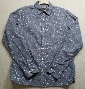 Van Heusen Button Up Shirt Men’s Small 14 14 1/2 Blue Stars Long Sleeve Slim Fit - Picture 1 of 13