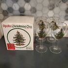 Set (4) Spode Christmas Tree AP Wine Glasses 12 fl oz Gold Rims Festive 350 ml