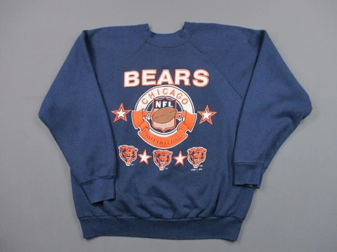 Vintage Chicago Bears Sweatshirt Men Extra Large Blue Graphic Print NFL Football Cover