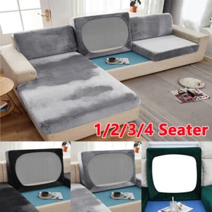 1/2/3/4 Seater Velvet Sofa Seat Cover Stretch Couch Cushion Slipcovers Protector - Picture 1 of 15