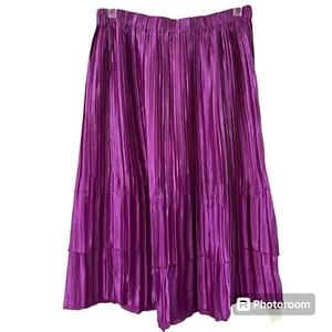 Pleated ruffles layers Skirt 100% Satin NWT Y2K Periwinkle/purple Twee 90s BOHO - Picture 1 of 2