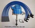 BIG BLOCK FORD HEI Distributor 351C 351M 400 429 460 + BLUE Spark Plug wires USA
