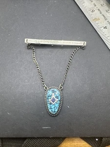 Vintage Turquoise And Sterling Silver Freemason Tie Clip - Picture 1 of 4