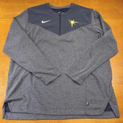 Tampa Bay Rays Jacket Mens XL Blue MLB Baseball Dri Fit 1/4 Zip Pullover Nike - Image 1 of 4