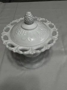 Antigua colonia cosecha uva vidrio compota y tapa Indiana vaso de leche pedastal vintage - Imagen 1 de 11