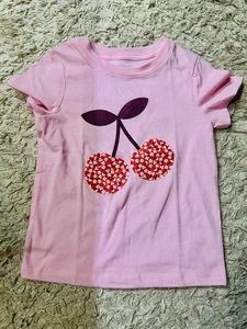 Toddler Girl Cat&Jack Pink Cherry Short Sleeve Shirt Size 2T - Picture 1 of 3