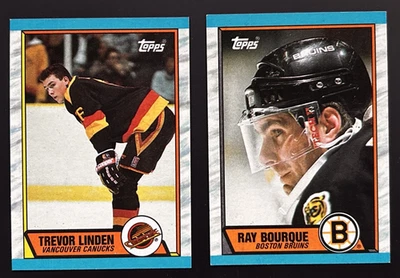 1989-90 TOPPS #89 TREVOR LINDEN #110 RAY BOURQUE - Mint - Image 1 of 2