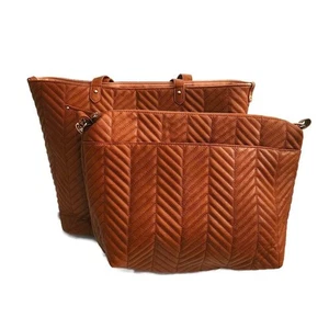 Schwarze Nieten Damen braun 2-teilig Crossbody Folio Laptop Business Tasche - Bild 1 von 9